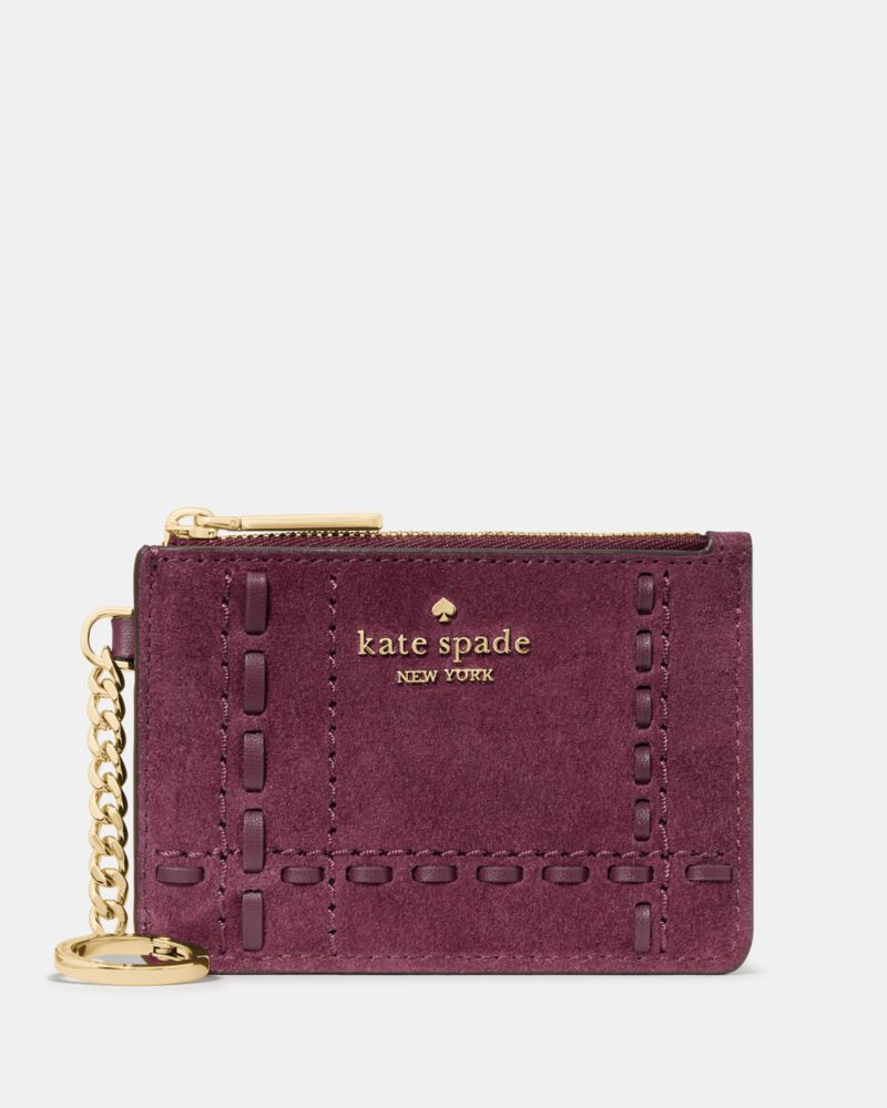 Kate Spade,Woven Suede Key Ring Card Holder,