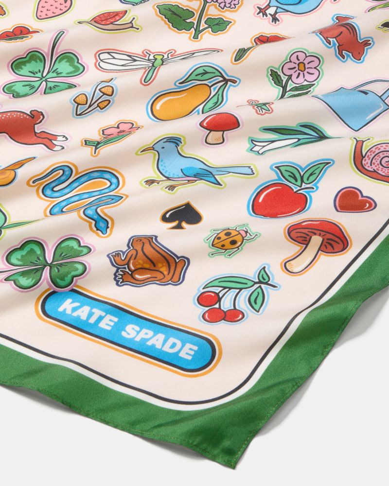 Kate Spade,Garden Stickers Silk Bandana,