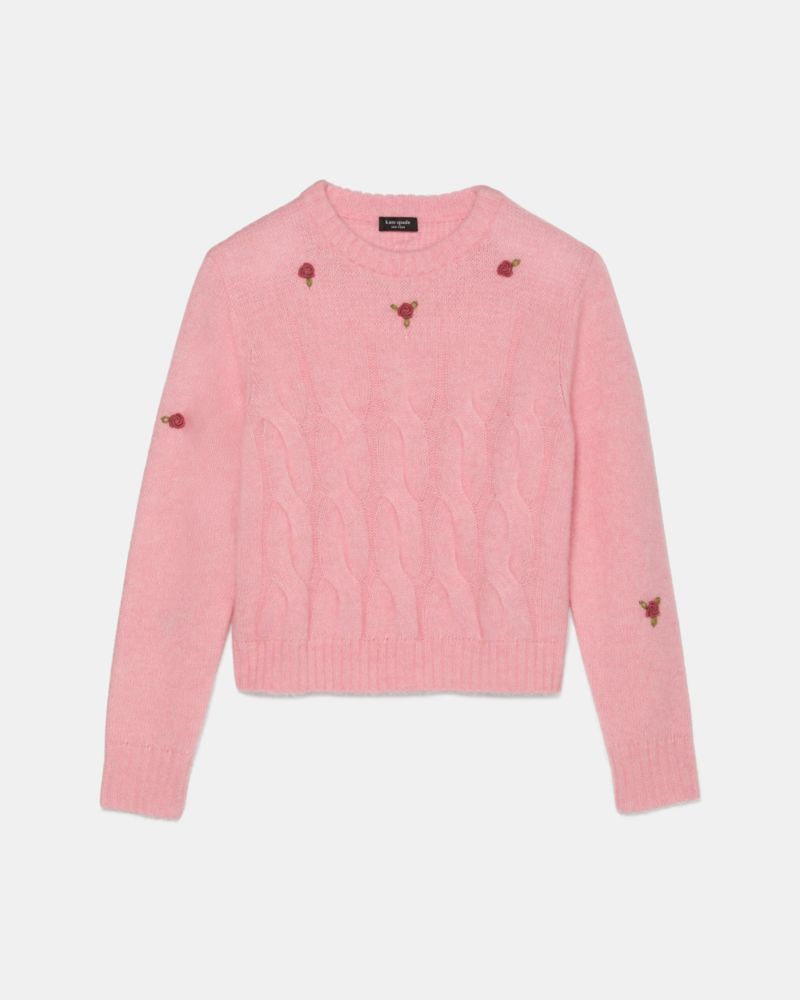 Kate Spade,Cropped Cable Crew Neck Sweater,