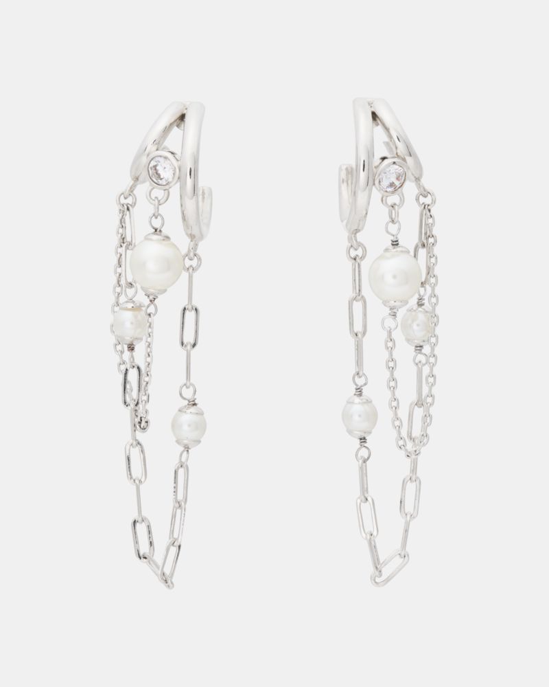 Kate Spade,Pearl Theory Chain Huggies,