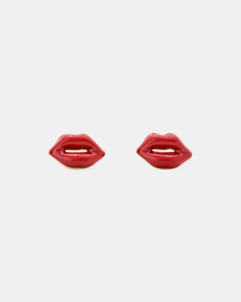 Kate Spade,Caviar And Crimson Lip Studs,