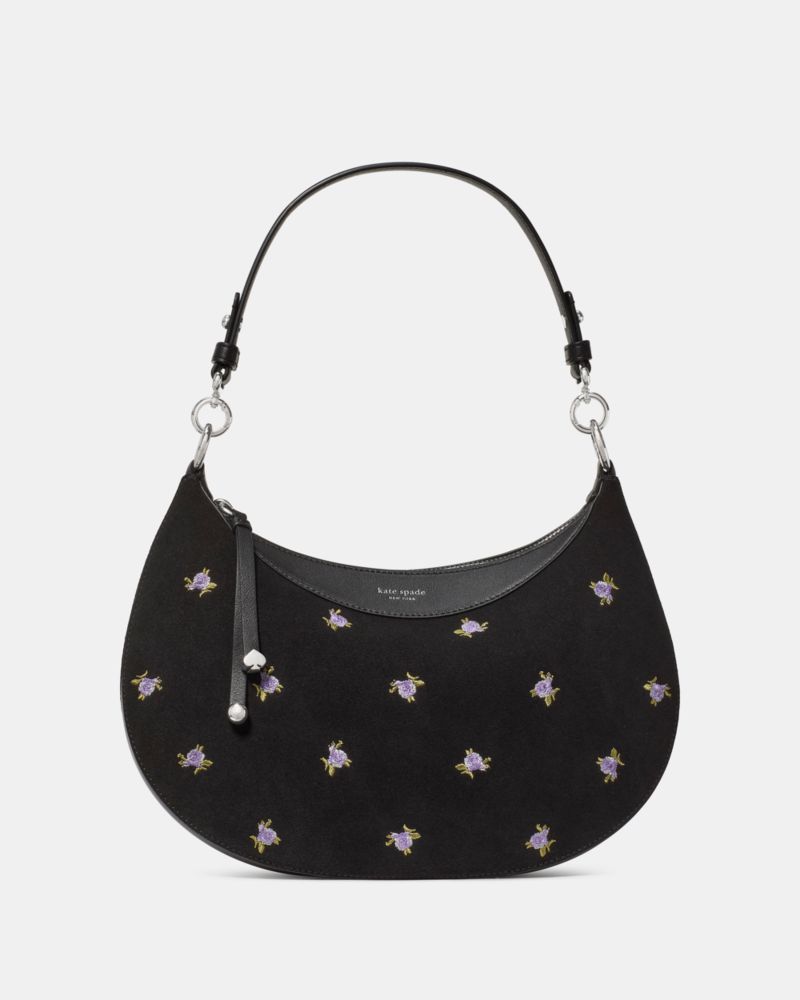 Kate Spade,Liv Rose Dot Embroidered Suede Shoulder,