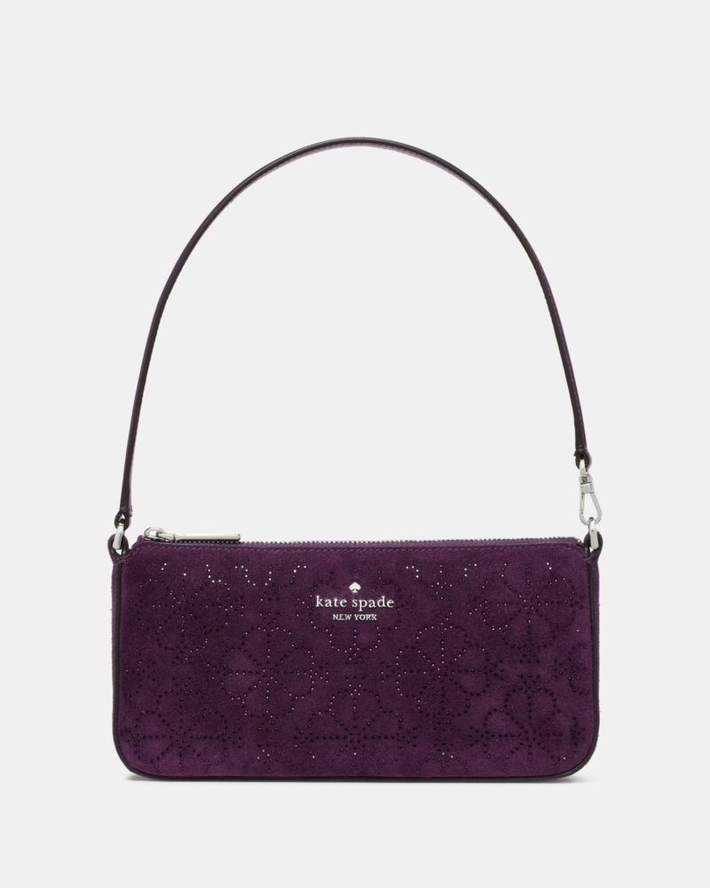 Kate Spade,Gemini Spade Flower Crystal Suede Mini Bag,