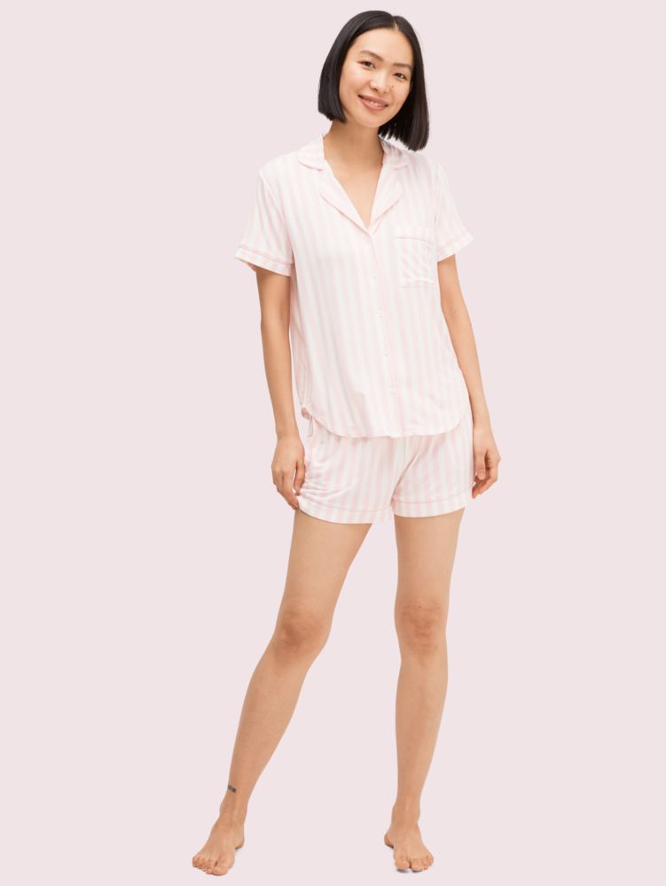 Kate Spade,Mrs Short Pj Set,Spandex,Jersey,Polyester,Straight,Button Down,Sleepwear,Multi Color