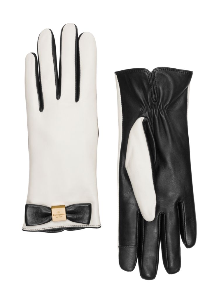 Kate Spade,Leather Colorblock Bow Gloves,