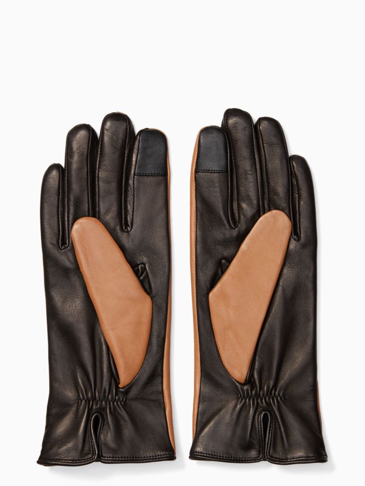 Kate Spade,Leather Colorblock Bow Gloves,
