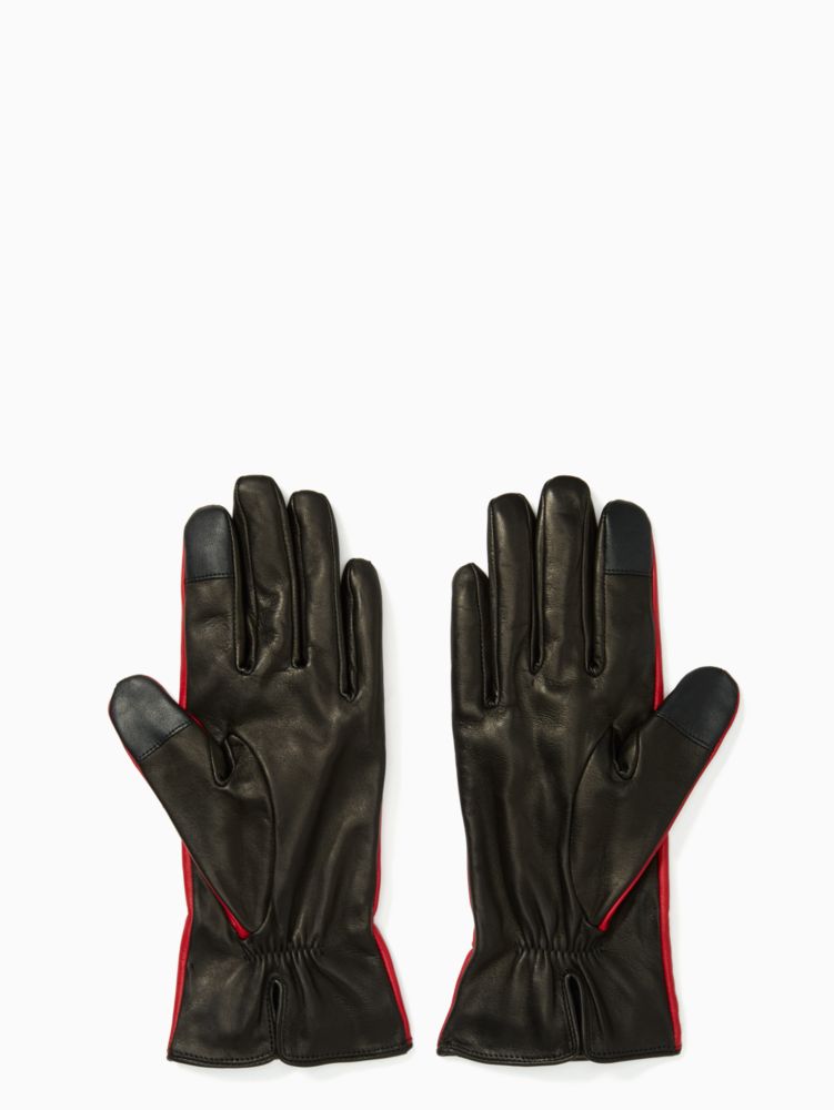Kate Spade,Leather Colorblock Bow Gloves,