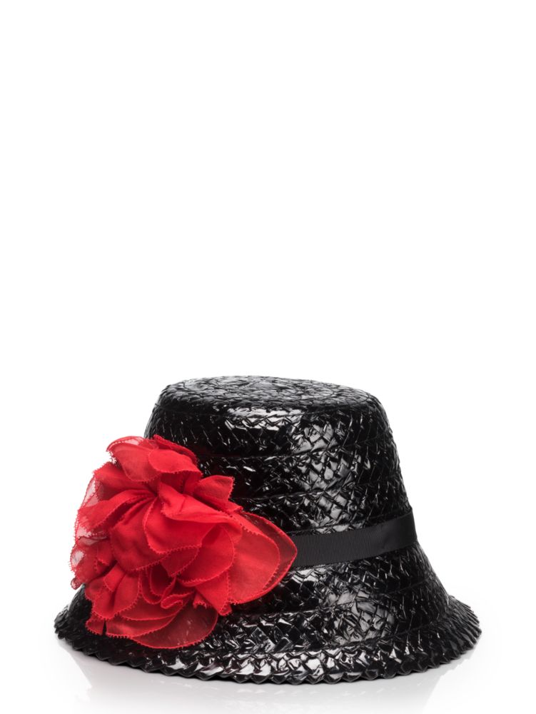 Lacquered Straw With Rose Hat, , Product