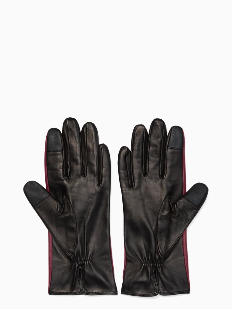 Kate Spade,leather tech gloves,gloves,Red/Prt