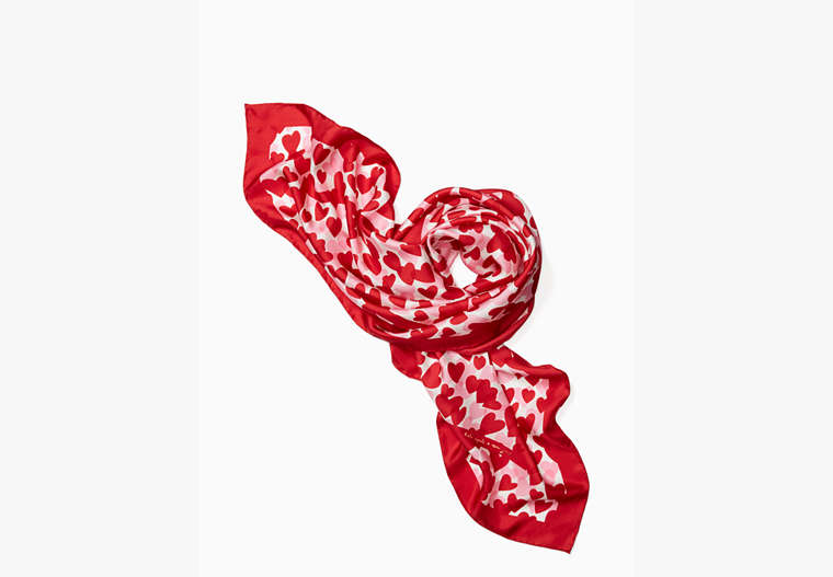 Kate Spade,heart party square scarf,Deep Cherry