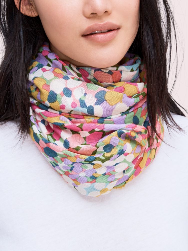 Kate Spade,floral dots oblong scarf,scarves,Limelight