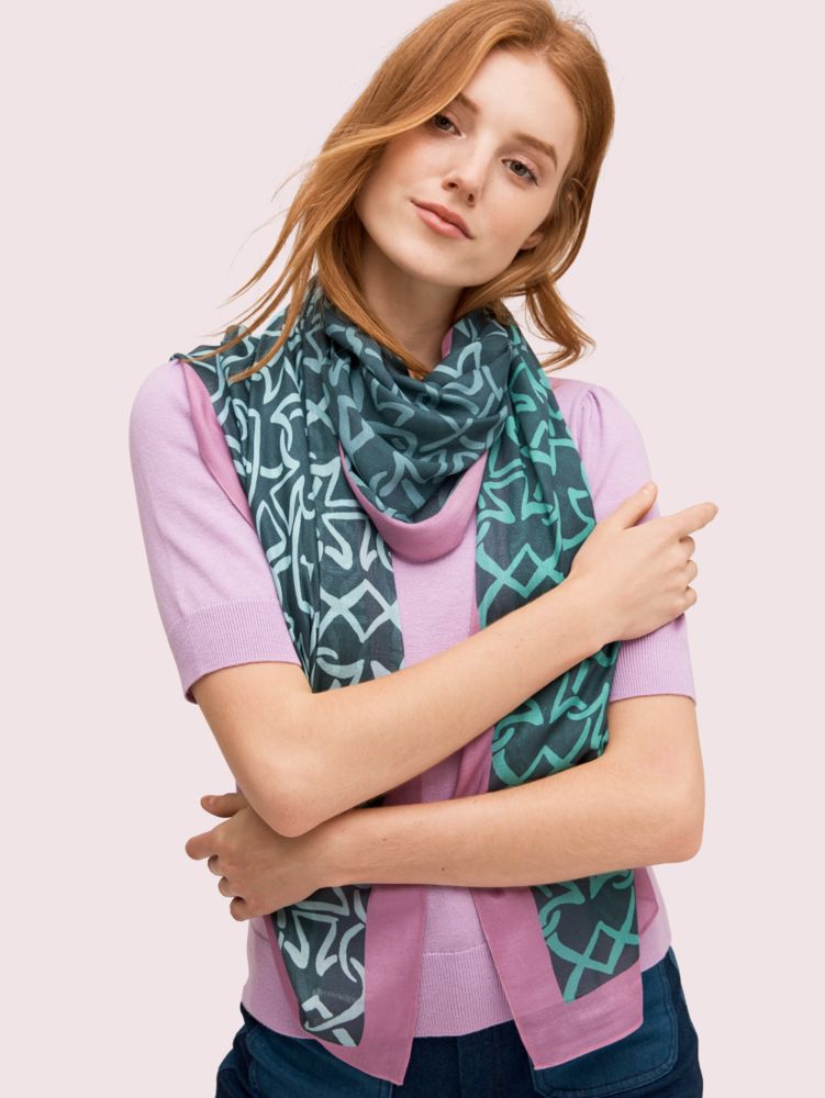 Kate Spade,Interlock Spade Oblong Scarf,