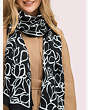 Kate Spade,scribble flora oblong scarf,scarves,Black / Glitter