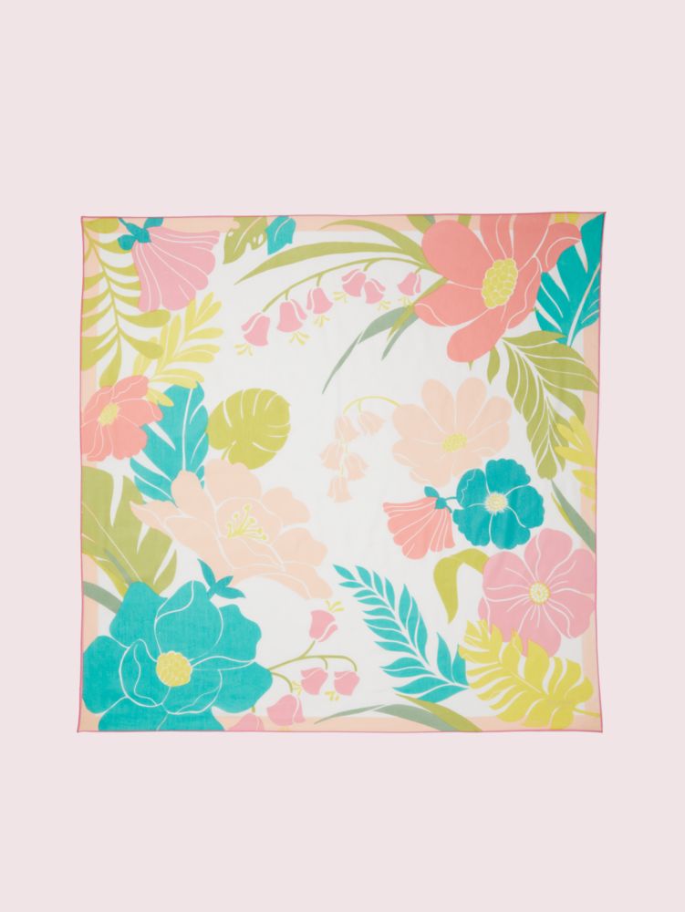 Kate Spade,Tropical Floral Square Scarf,