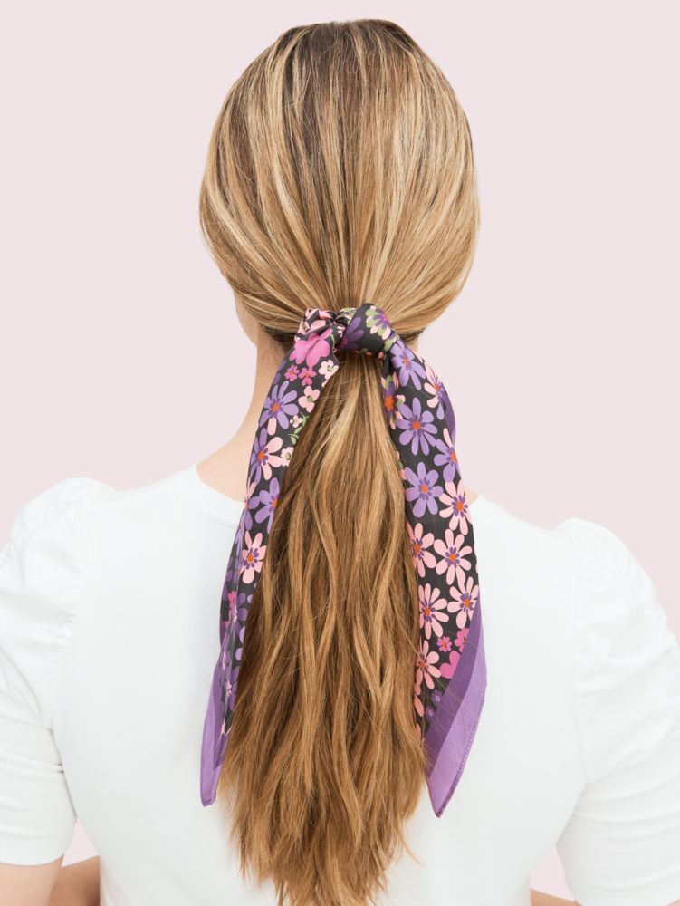 Kate Spade,pacific petals hair tie and bandana set,hair accessories,Black / Glitter