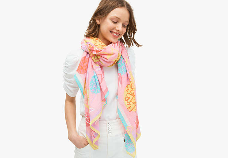 Kate Spade,pineapple spade oblong scarf,scarves,Serendipity Pink