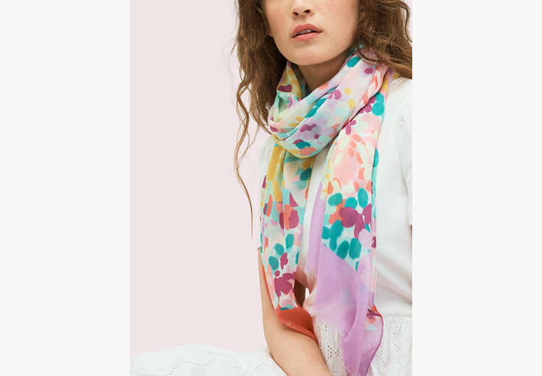 Kate Spade,painted petals oblong scarf,scarves,Pomegranate