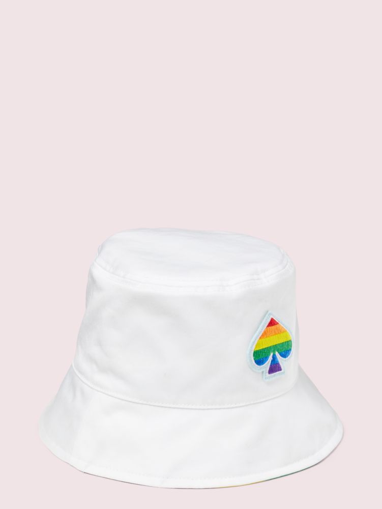 Kate Spade,rainbow reversible bucket hat,hats,Parchment