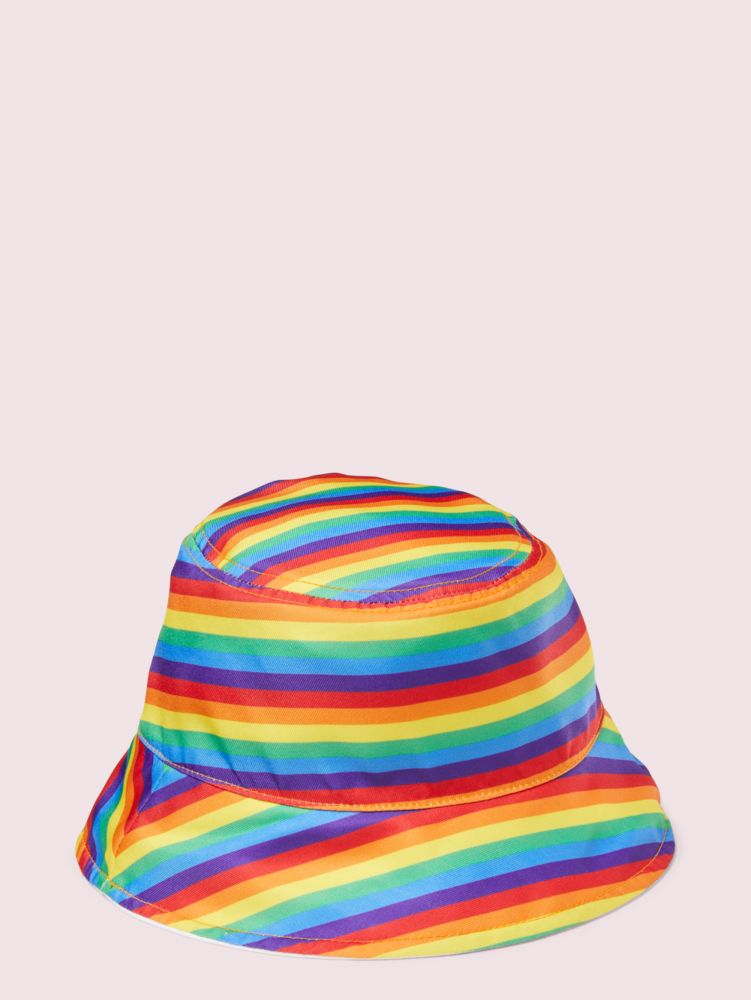 Kate Spade,rainbow reversible bucket hat,hats,Parchment