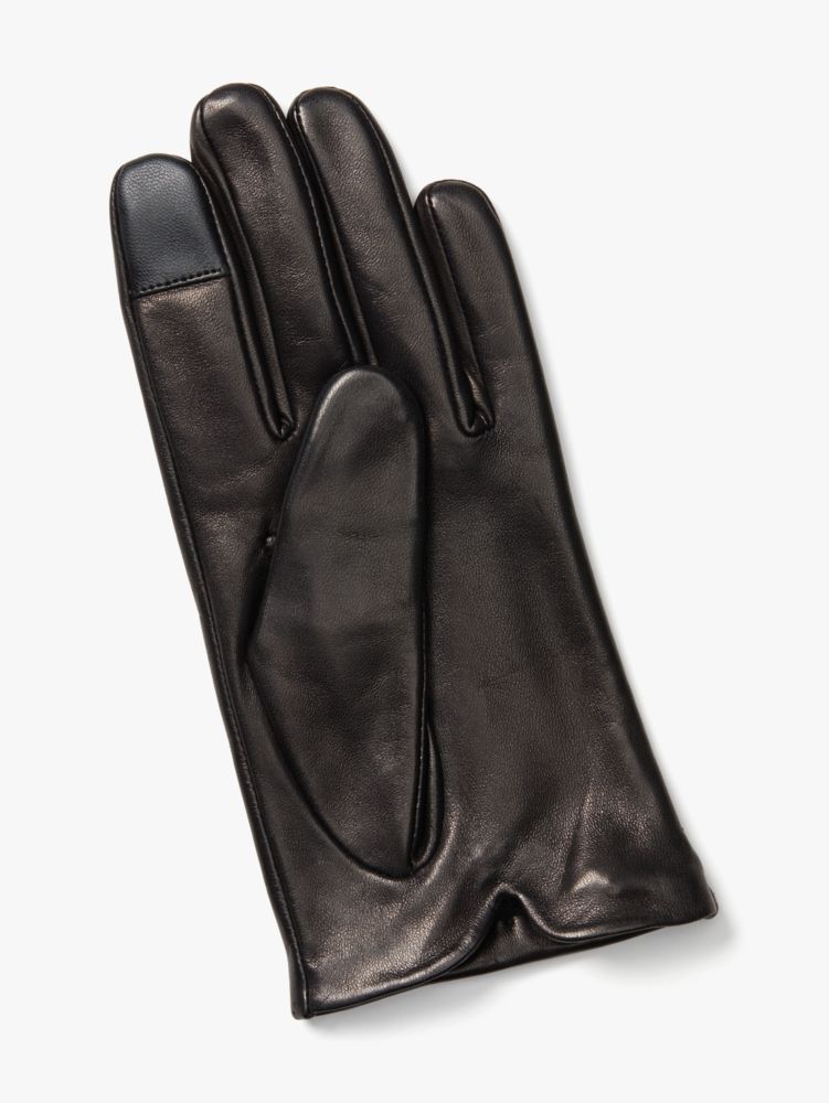 Kate Spade,pinmount logo leather gloves,gloves,Black / Glitter