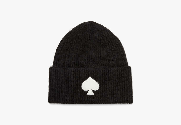 Kate Spade,recycled spade patch beanie,hats,Black image number 0