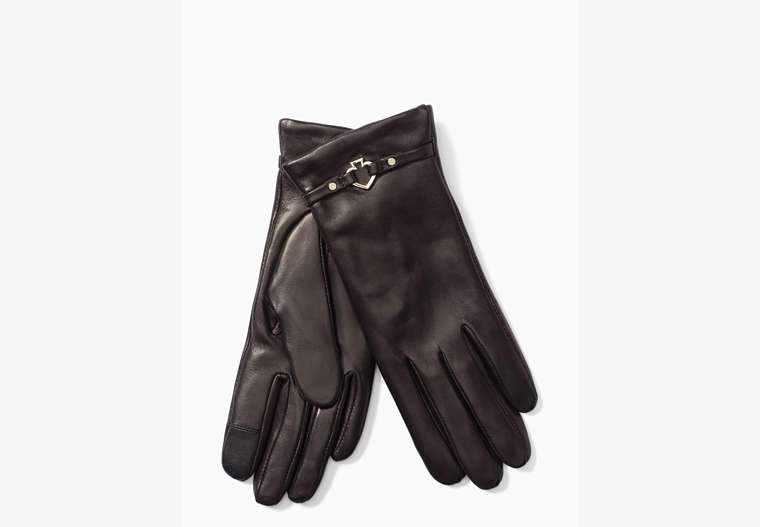Kate Spade,cut out spade leather gloves,hats, gloves & scarves,50%,Black image number 0