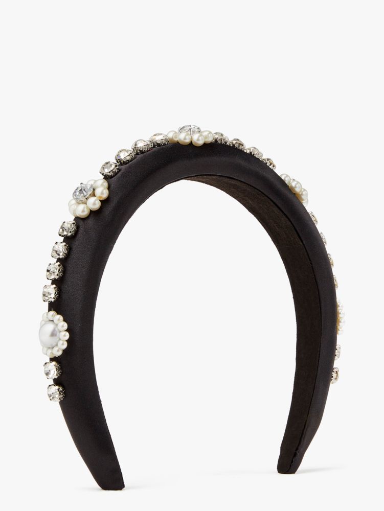Embellished Satin Headband, Black, Product