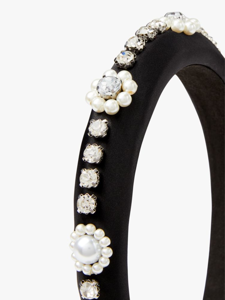 Embellished Satin Headband, Black, Product
