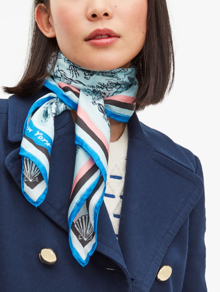 Holiday Travel Toile Silk Square Scarf