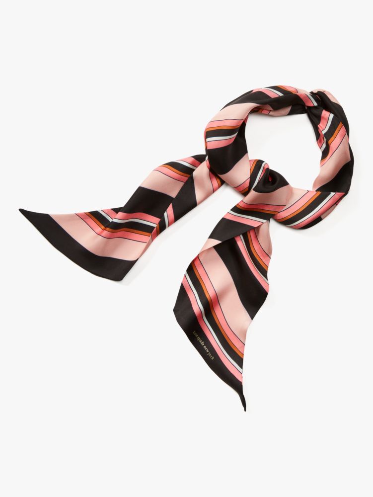 Kate Spade,aquatic stripe twisted scarf,scarves,Black / Glitter