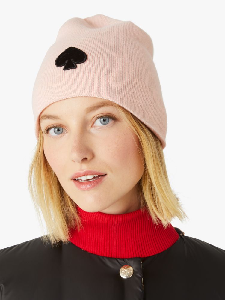 Kate Spade,flocked spade beanie,hats,40%,Rose