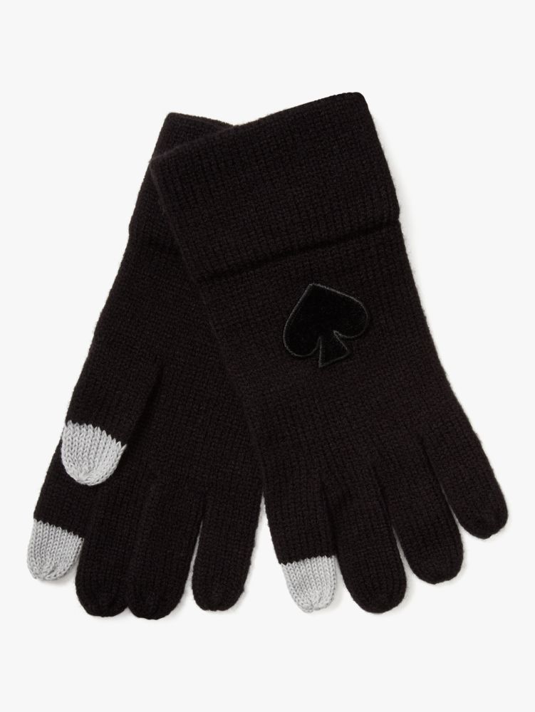 Kate Spade,Flocked Spade Gloves,