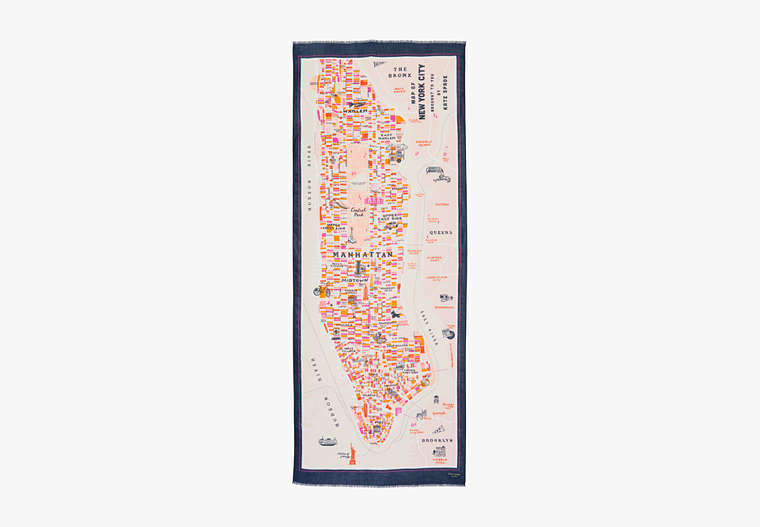 NYC Map Oblong Scarf, Porcini, Product image number 0