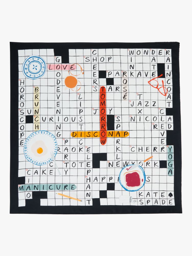 Kate Spade,Sunday Crossword Silk Square Scarf,