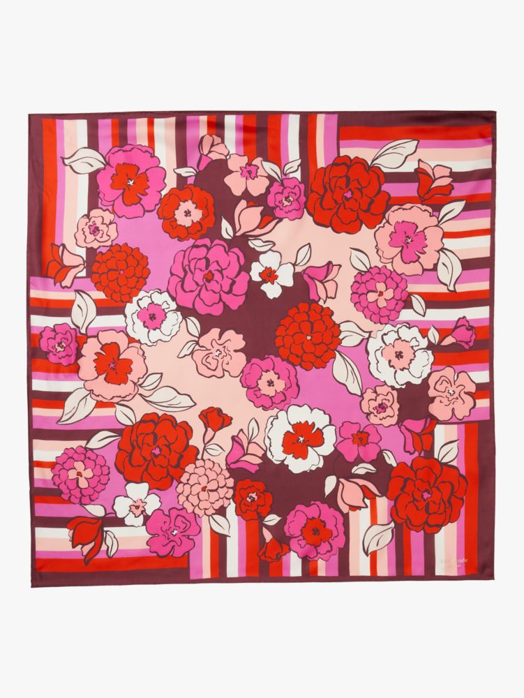 Floral Stripe Silk Square Scarf | Kate Spade New York