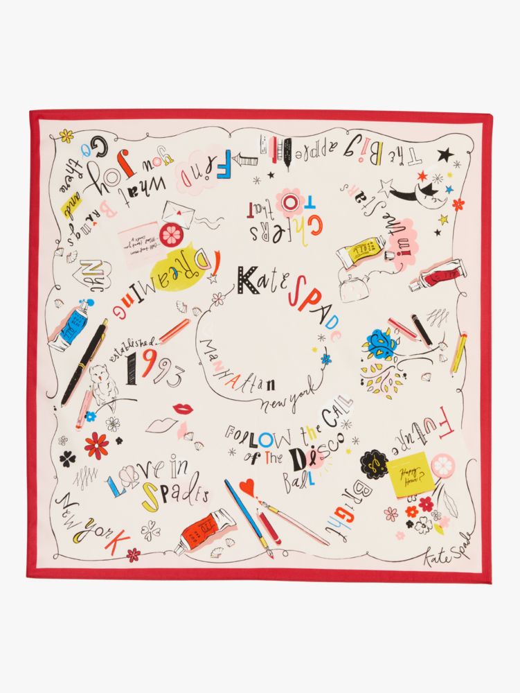 Kate Spade,Sketchbook Silk Bandana,