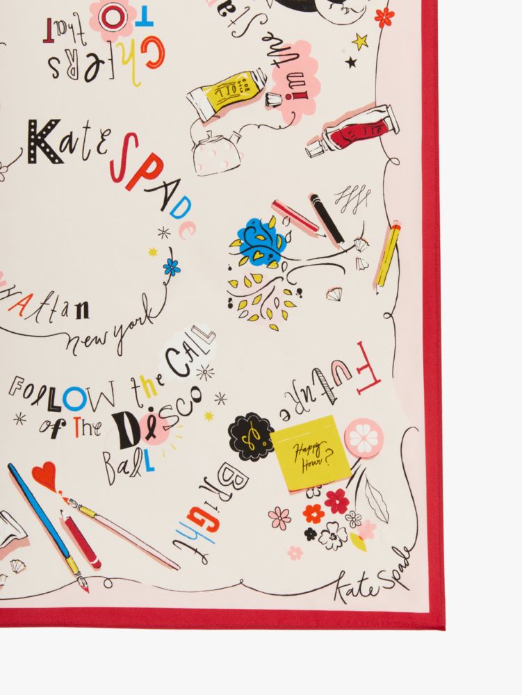 Kate Spade,Sketchbook Silk Bandana,