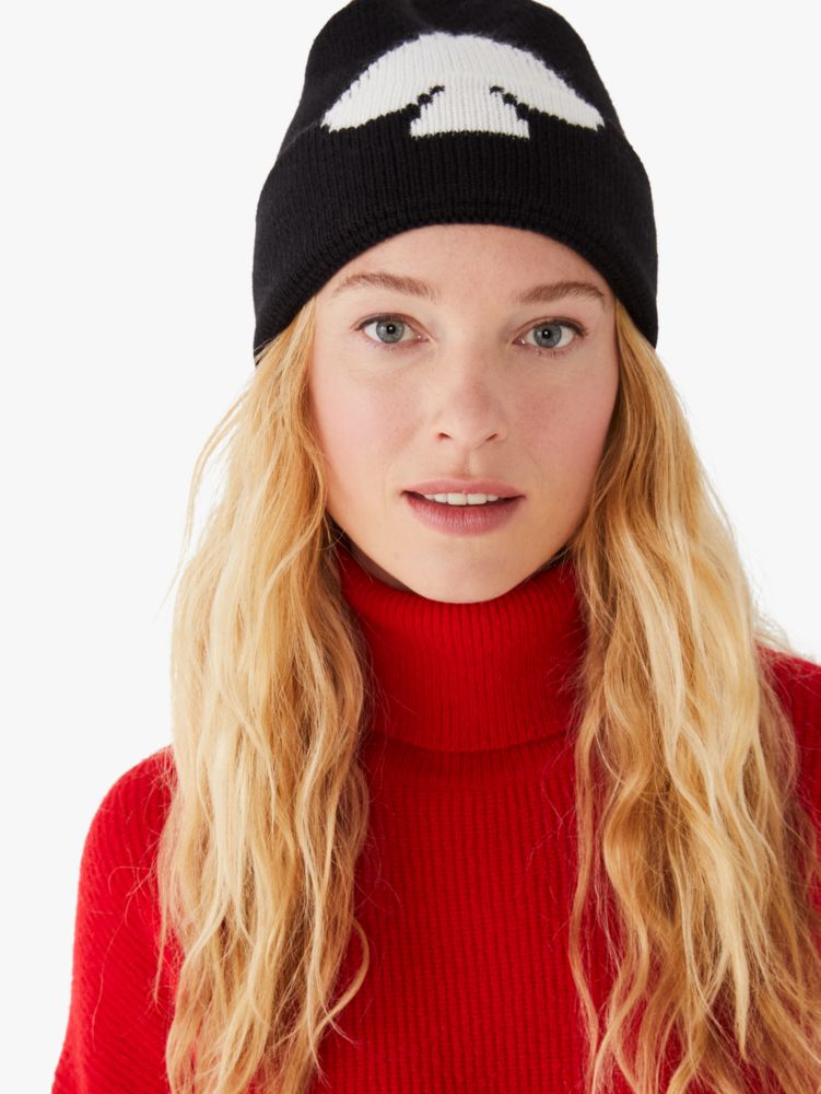 Kate Spade,graphic spade beanie,hats,Black