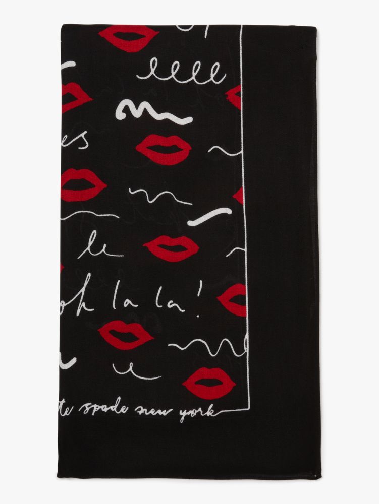 Kate Spade,graffiti lips oblong scarf,scarves,Black