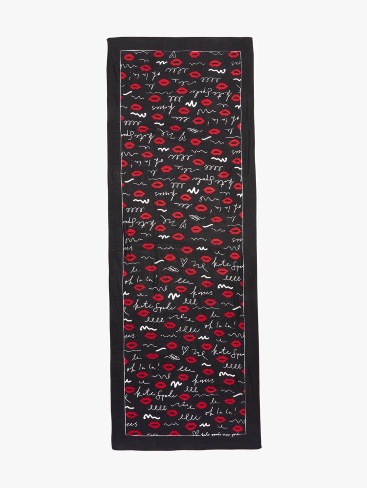 Kate Spade,Graffiti Lips Oblong Scarf,