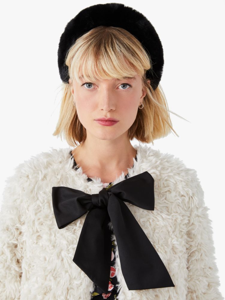 Faux Fur Headband, Black, Product