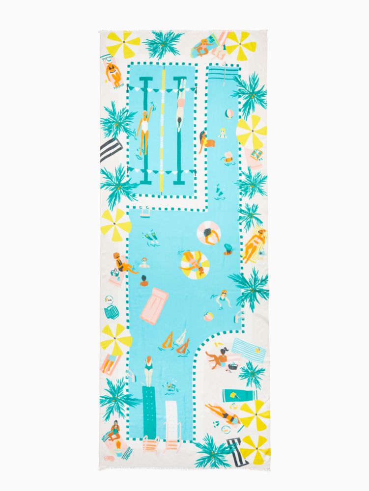 pool scene oblong scarf, Multi, ProductTile