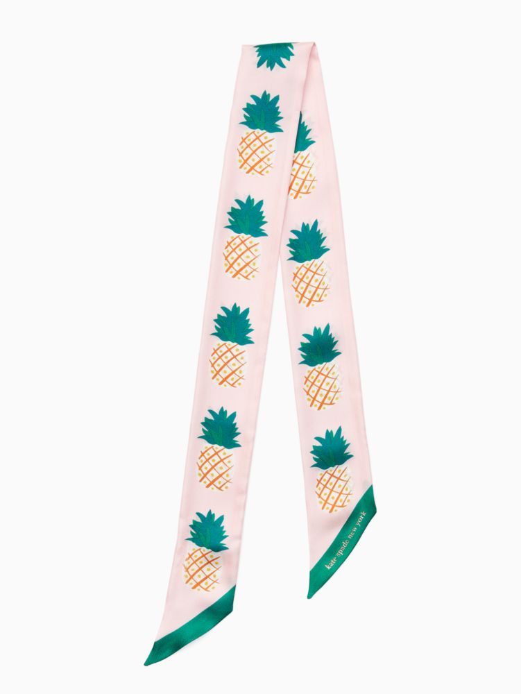 Kate Spade,pineapple silk skinny scarf,scarves,40%,Parchment