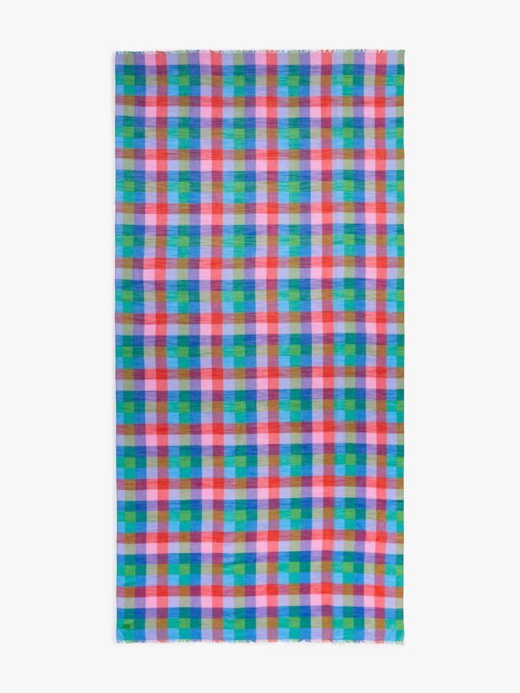 Kate Spade,Madras Cotton Oversized Oblong Scarf,