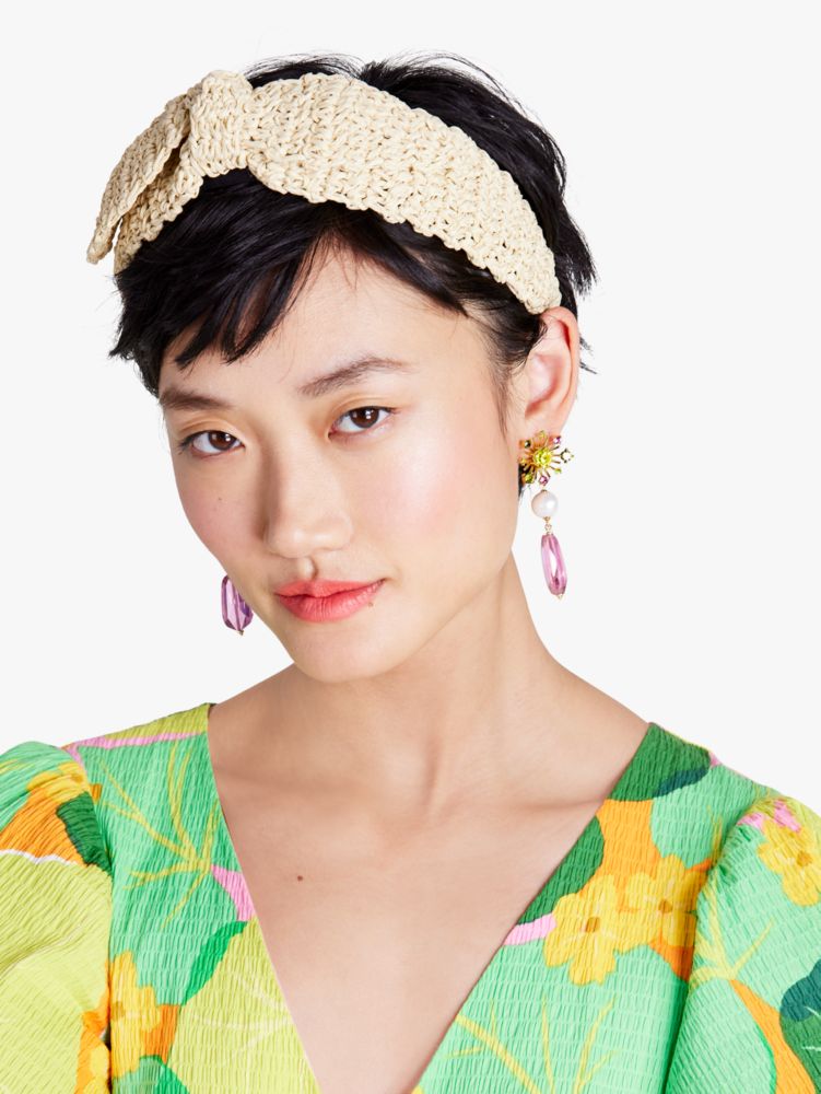 Kate Spade,Crochet Paper Straw Bow Headband,hair accessories,