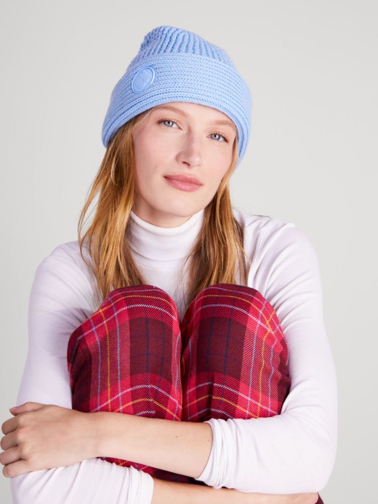 Kate Spade,Logo Waffle Beanie,Hyacinth