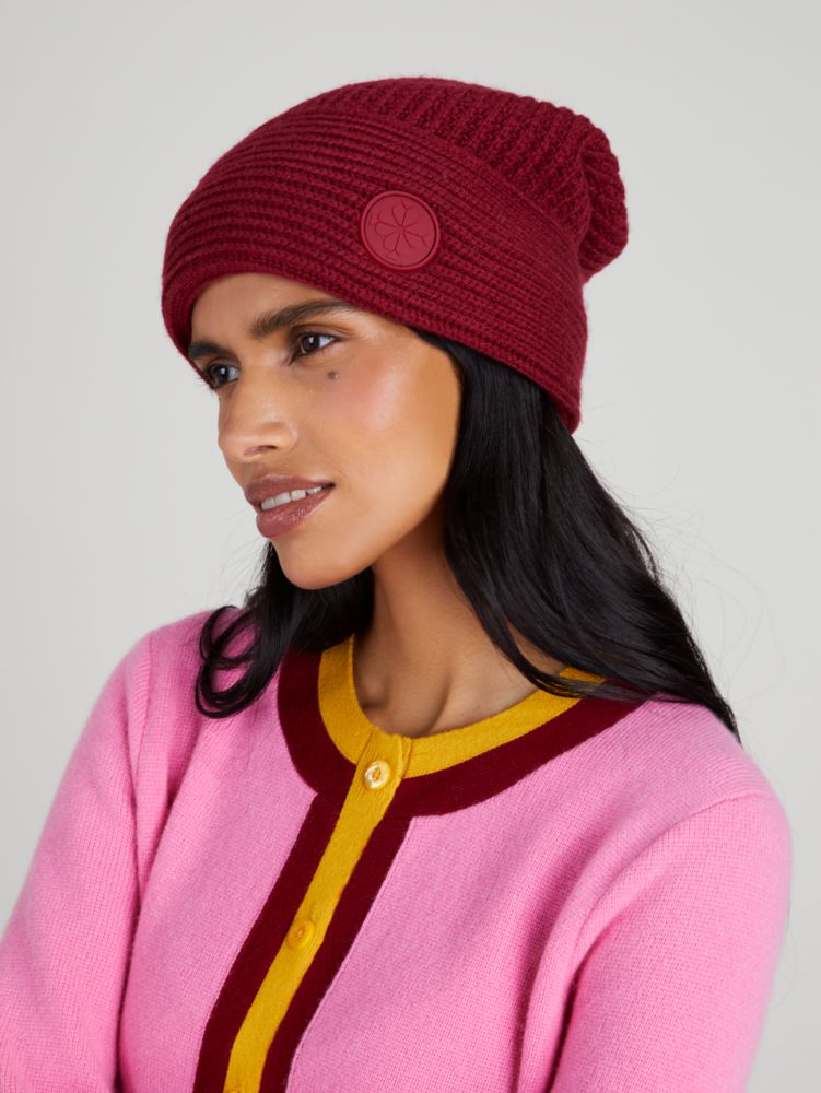 Kate Spade,Logo Waffle Beanie,Chai Red