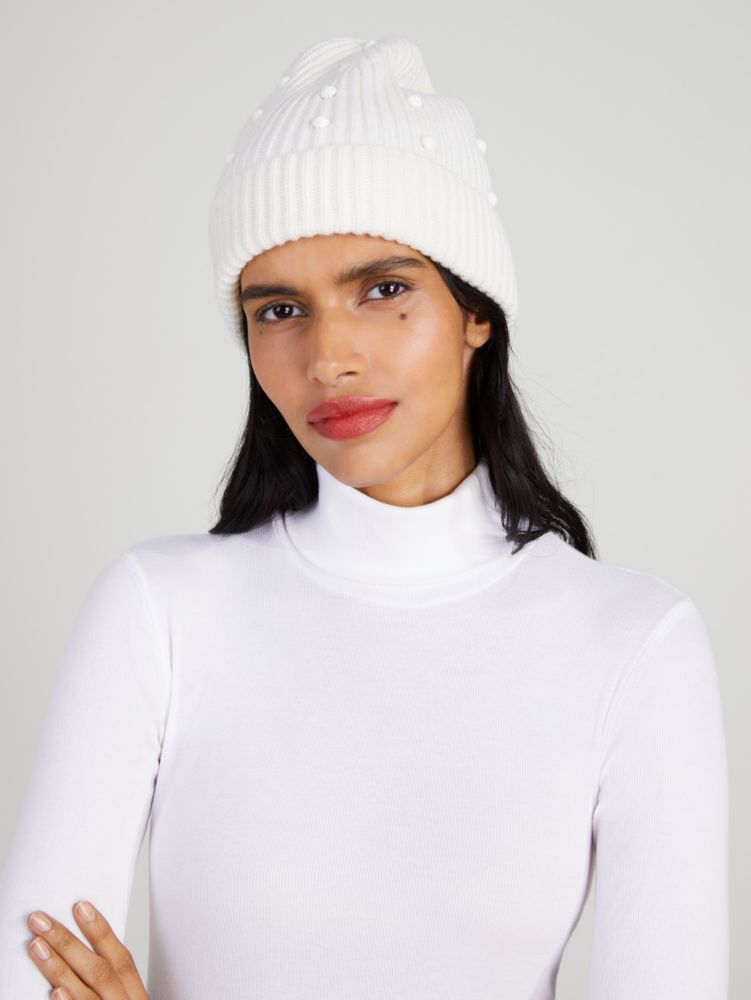 Kate Spade,Diamante Beanie,Cream