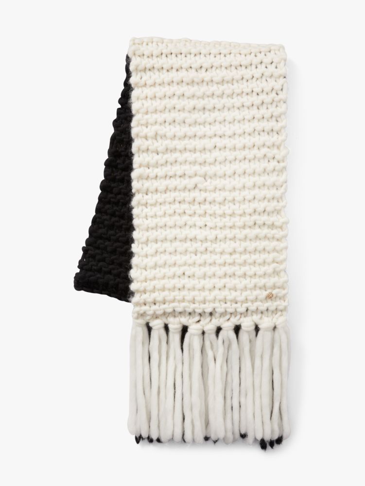 Kate Spade,Colorblock Scarf,Black Cream