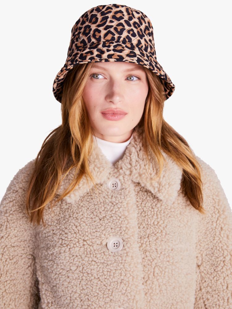 Lovely Leopard Quilted Nylon Bucket Hat, , Product